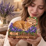 Decorazione in legno a strati con foto personalizzata dell'animale addormentato, con nome e anno: regalo commemorativo di cordoglio per la perdita di un animale domestico, dedicato ai proprietari e agli amanti di cani e gatti