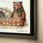 Personalised Bear Family Art Poster Framed Frameless Canvas Painting with Name and Title Home Decor Christmas Day Gift for Grandmother Family