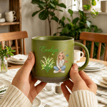 Personalised Cartoon Character Photo Birth Flower 12 oz Ceramic  Coffee Mug with Name Birthday Wedding Party Gift for Woman Sister Bride