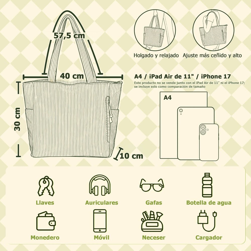 Bolso tote de pana personalizado con inicial y nombre, estilo diamante y gran capacidad - Regalo de cumpleaños para mujeres y niñas 7