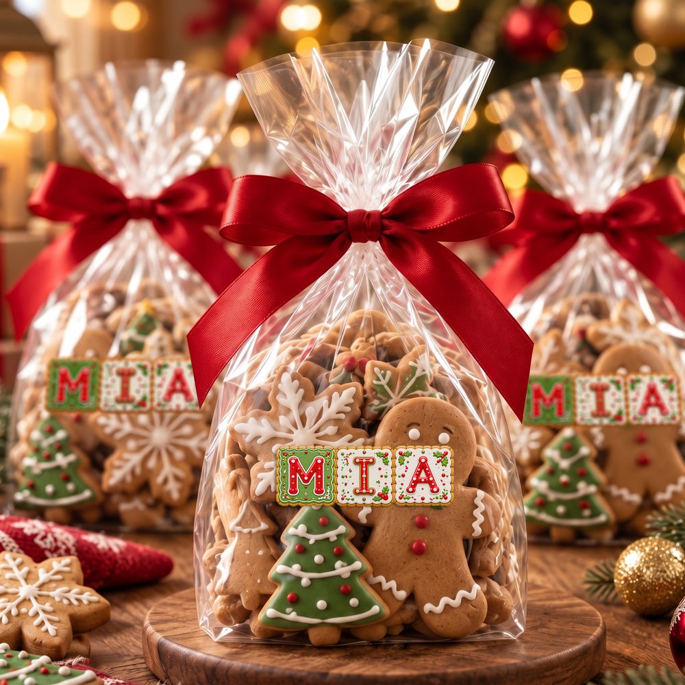 Personalised Christmas Theme Gingerbread Name Waterproof Sticker Labels Christmas Decor Party Favors for Family Friends 6