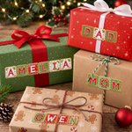 Personalised Christmas Theme Gingerbread Name Waterproof Sticker Labels Christmas Decor Party Favors for Family Friends 5