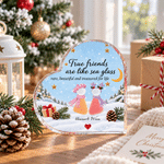 Personalised True Friends Are Like Sea Glass Shape Acrylic Plaque with Names Desk Decor Christmas Gift for Besties Friends 6