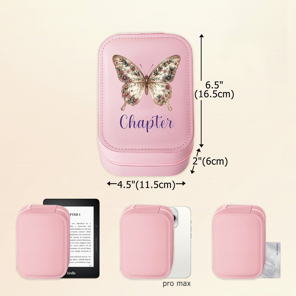 Boîte à bijoux personnalisée en cuir PU sur le thème des papillons et des fleurs de naissance, avec prénom et miroir de maquillage LED tricolore réglable – Cadeau d'anniversaire pour femme, à utiliser au quotidien 9
