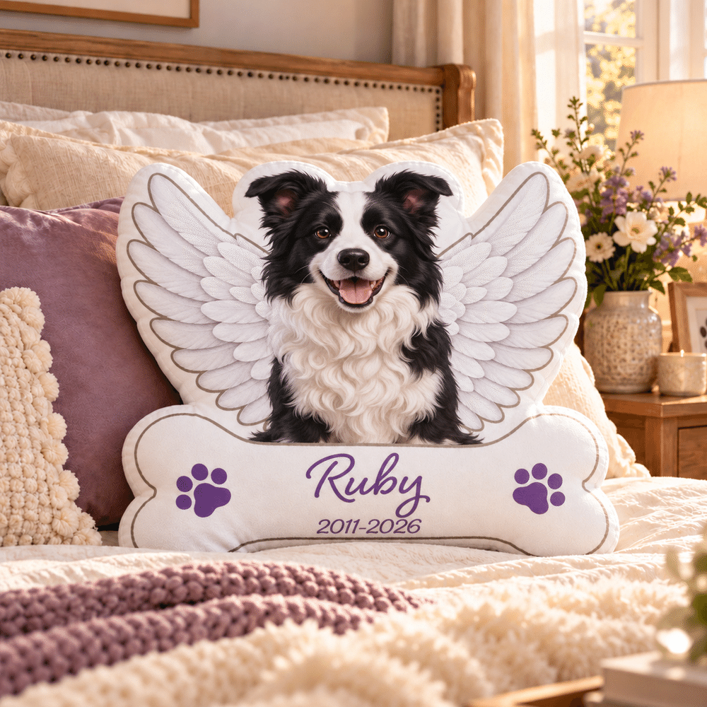 Personalised Cute Pet Photo Angel Wing Soft Cushion with Name and Date Home Decor Pet Loss Memorial Sympathy Gift for Pet Owners 7