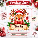 Personalized Cute Christmas Theme Pattern Waterproof Stickers Labels with Name Gift Decor Christmas Party Favors for Family Friends
