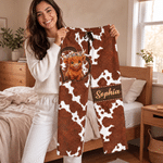 Pantalones de pijama suaves personalizados con diseño de vaca de las Highlands y nombre: regalo de cumpleaños o Navidad para el día a día, ideal para los amantes de las vacas de la familia 4