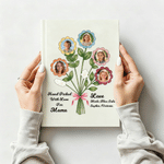 Personalised Vintage Flower Bouquet 1-7 Photos Notebook with Name Daily Journaling Birthday Gift for Gran Mother