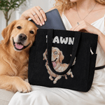 Personalised Funny Pet Photo Corduroy Tote Bag with Name Daily Use Pet Party Birthday Gift for Pet Owners Lovers 4