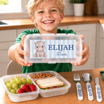 Personalised Cute Animal Name Fork Spoon Knife 3 Pcs Cutlery Set with Surname and Case Back to School Birthday Gift for Boys Girls