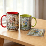 Personalised Stained Glass Birth Month Flower Mug with Coaster with Name Birthdays, Anniversaries Mother's Day Gift for Her 2