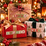 Personalised Christmas Theme Gingerbread Name Waterproof Sticker Labels Christmas Decor Party Favors for Family Friends 9