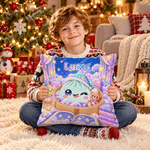 Personalised Glitter Dumpling Sleeping Cap Soft Cushion Cover with Name Home Decor Christmas Gift for Family Friends