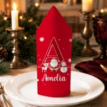 Personalized Santa Claus Snowman Reindeer Initial Christmas Red Napkin with Name Table Decor Christmas Gift for Family Friends