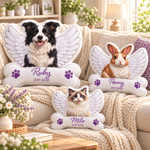 Personalised Cute Pet Photo Angel Wing Soft Cushion with Name and Date Home Decor Pet Loss Memorial Sympathy Gift for Pet Owners 2