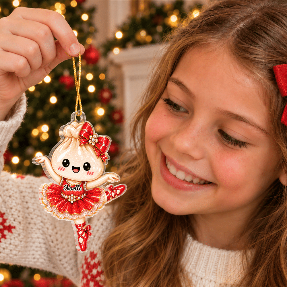 Personalized Multicolor Ballerina Dumpling Dancer Acrylic Hanging Ornament with Name Tree Decoration Christmas Gift for Girls Ballet Teachers 3