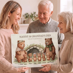 Personalised Bear Family Art Poster Framed Frameless Canvas Painting with Name and Title Home Decor Christmas Day Gift for Grandmother Family