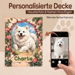 Personalisierte Kuscheldecke | mit Haustierfoto und Blumenrahmen | Wohndecke für Sofa und Schlafzimmer | Geburtstagsgeschenk für Tierliebhaber 6