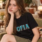 Personalised Turquoise Silver Scrollwork Alphabet Name Crop Top T-shirt Daily Wear Birthday Christmas Gift for Woman Man