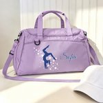 Personalized Multicolour Gymnast Silhouette Large Travel Duffel Bag with Name and Shoes Compartment Daily Training Travel Gift for Gymnasts Athletes