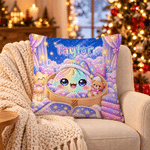 Personalised Glitter Dumpling Sleeping Cap Soft Cushion Cover with Name Home Decor Christmas Gift for Family Friends