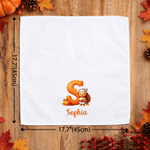 Servilleta personalizada de algodón 100 % con motivos de hojas, calabazas, un chef y un pavo pequeño, con inicial y nombre; regalo para el Día de Acción de Gracias o un cumpleaños, ideal para familiares y amigos 8