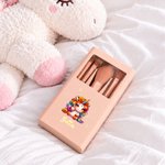 Personalized Cute Birth Flower Unicorn Makeup Brush  with Name Case Birthday Christmas Gift for Girls Young Females