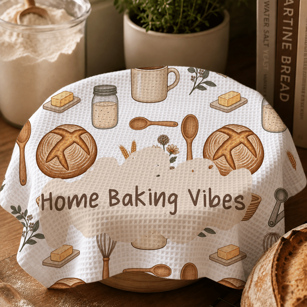 Torchon de cuisine personnalisé vintage sur le thème de la pâtisserie, du pain et des gaufres, avec inscription – Cadeau de pendaison de crémaillère ou d'anniversaire pour les passionnés de pâtisserie 5