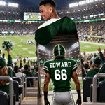 Personalised American Football Player Back View Soft Hooded Blanket with Name and Number Home Decor Game Day Birthday Gift for American Football Player Lover