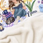 Personalized Birth Flower Reading Themed Photo Soft Throw Hooded Blanket with Name Book Club Birthday Christmas Gift for Bookworms Readers Friends