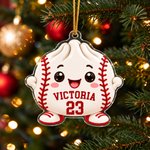 Personalized  Cartoon Sports Dumpling Acrylic Ornament with Name and Number Home Decor Christmas Game Day Gift for Sport Lover Family