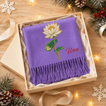 Personalized Beaded Style Birth Flower Soft Warm Tassel Scarf Shawl with Name Winter Accessory Christmas Birthday Gift for Women