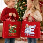 Personalized Cartoon Christmas Style 3D Character Photo Burlap Tote Bags with Name Christmas Eve Gift for Kids Girls Boys 6