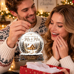 Personalised 3D-Effect Artwork Holly Cabin Our First Christmas Crystal Ball Shaped Acrylic Ornament with Name and Date Christmas Gift for Newlywed 4