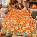 Personalized Birth Flower Word Cloud Soft Throw Blanket with Name Home Decor Christmas Birthday Gift for Family Friends