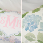 Personalized Hydrangea Pattern Design Soft Pillow Cover with Monogram Room Decor Birthday Christmas Gift for Women Flower Lovers