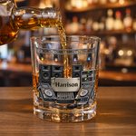 Personalized DJ Music Equipment Theme 10 oz Rock Whiskey Glass with Name Daily Use Christmas Housewarming Gift for DJ Musician