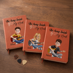 Personalized 3D-Style Character Art Music PU Leather Notebook with Name Recording Accessory Daily Use Birthday Gift for Guitar Players