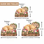 Plaque en bois personnalisée avec photo et texte - Design floral et d'animal endormi - Cadeau commémoratif pour les amoureux d'animaux de compagnie