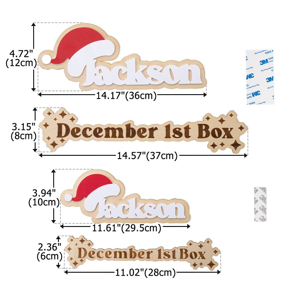 Personalisiertes Weihnachts-Etikett für Weihnachtsschachteln mit Weihnachtsmannmütze und Zuckerstange, mit Namen und Text – Weihnachtsgeschenk für Kinder und die Familie 10
