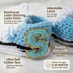 Gepersonaliseerde, zachte, gehaakte babysneakersokjes met initialen – voor dagelijks gebruik, als verjaardags- of babyshowercadeau voor pasgeborenen en ouders 5