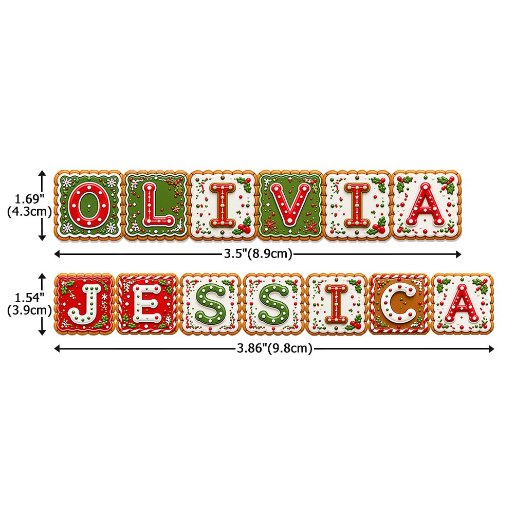Personalised Christmas Theme Gingerbread Name Waterproof Sticker Labels Christmas Decor Party Favors for Family Friends 10