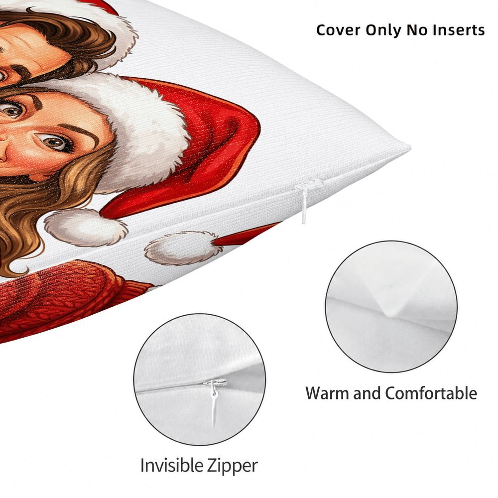 Personalized Christmas Theme Exaggerated Comic Photo Throw Pillow Cover with Text Home Decoration Anniversary Christmas Gift for Couple Family Friend 7