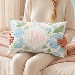 Personalized Hydrangea Pattern Design Soft Pillow Cover with Monogram Room Decor Birthday Christmas Gift for Women Flower Lovers