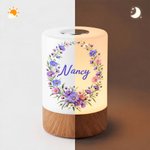 Individuell gestalteter Kranz mit Geburtsblumen – dimmbares LED-Touch-Nachtlicht mit Namen und Fernbedienung – Wohnaccessoire und Geburtstagsgeschenk für Frauen und Mütter 8