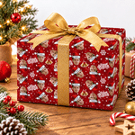 Personalised Santa Hat Golden Bell Face Photo Wrapping Paper with 1-6 Names Christmas Holiday Party Gift for Family Friends 3