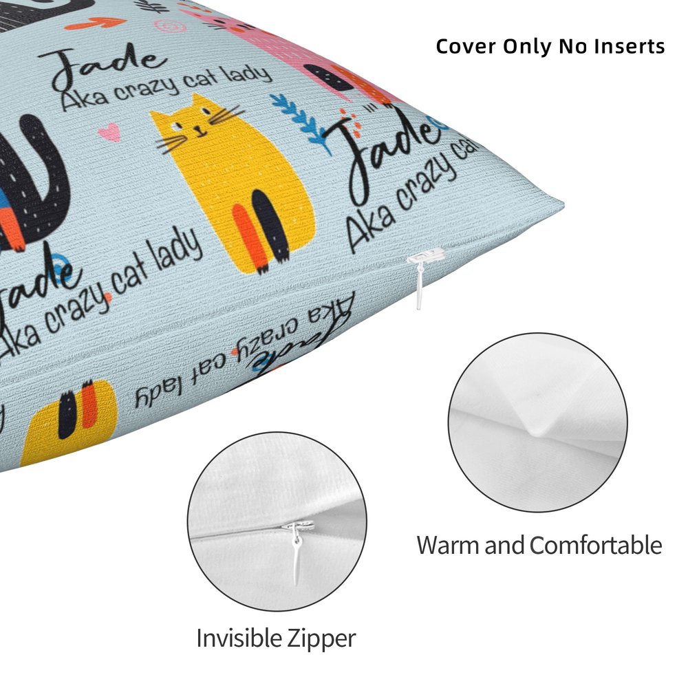 Funda de cojín mullida con ilustración personalizada de gatos y perros, con nombre. Decoración para el hogar. Regalo de Navidad para la familia y los amantes de las mascotas. 6