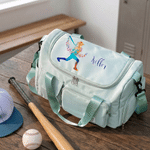 Personalized Rainbow Splatter Painting Sports Silhouettes Travel Duffel Bag with Name and Shoulder Strap Birthday Gift for Sports Lover