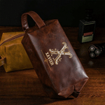 Personalized Ornate Baroque Initial Waterproof PU Leather Toiletry Bag with Name and Handle Travel Wedding Birthday Gift for Man Groomsman