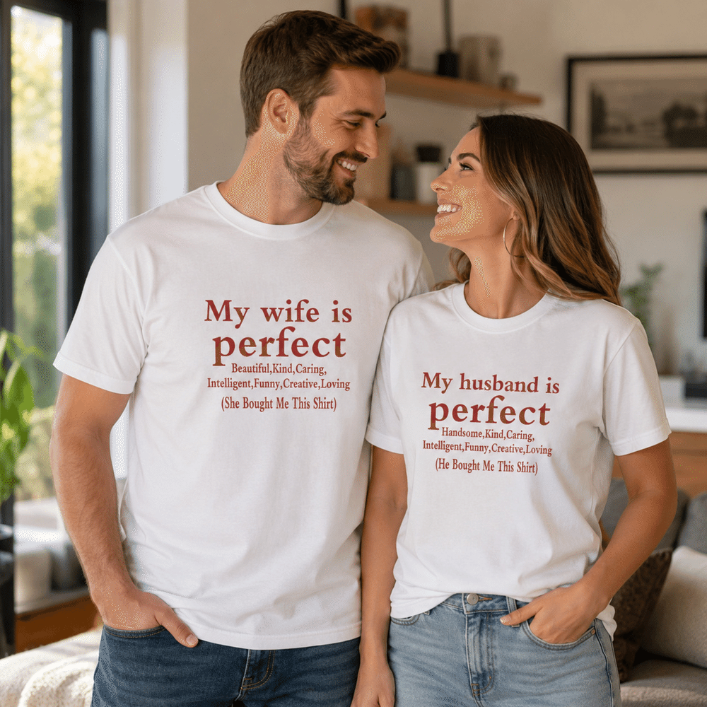 Personalized Is Perfect Soft 100% Cotton T-shirt with Title Quality and Text Anniversary Birthday Gift for Couple Friend 2